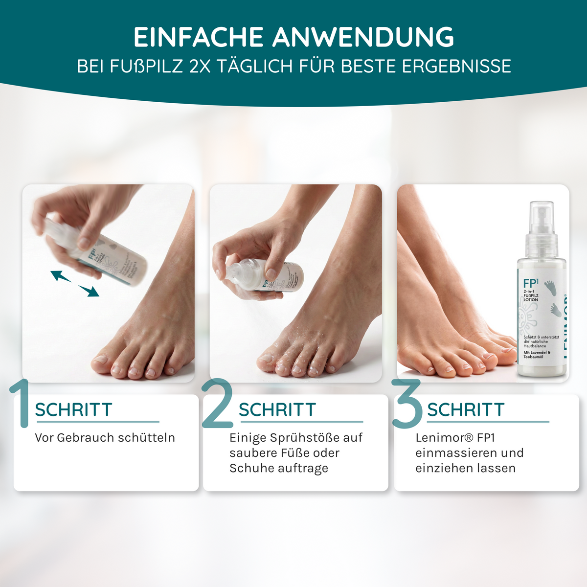 FUßPILZ Spray - Natürliche Formel mit Lavendel & Teebaumöl - 75ml