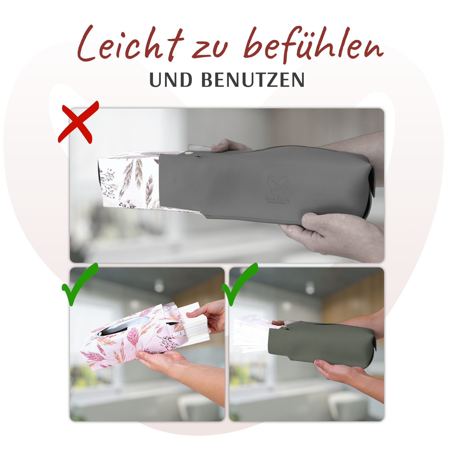 GIMARO™️Luxus für deine Taschentücher - Box aus italienischem Leder