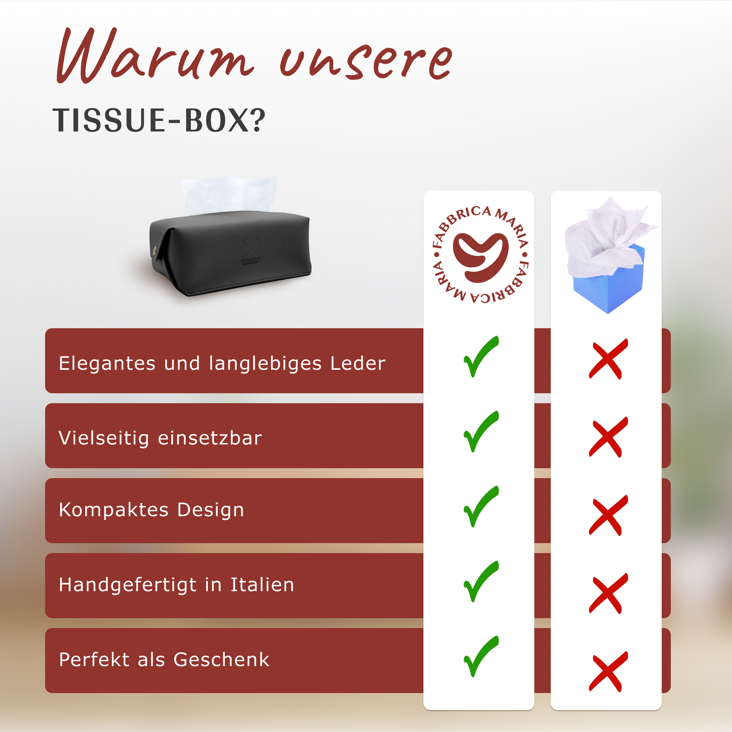 GIMARO™️Luxus für deine Taschentücher - Box aus italienischem Leder
