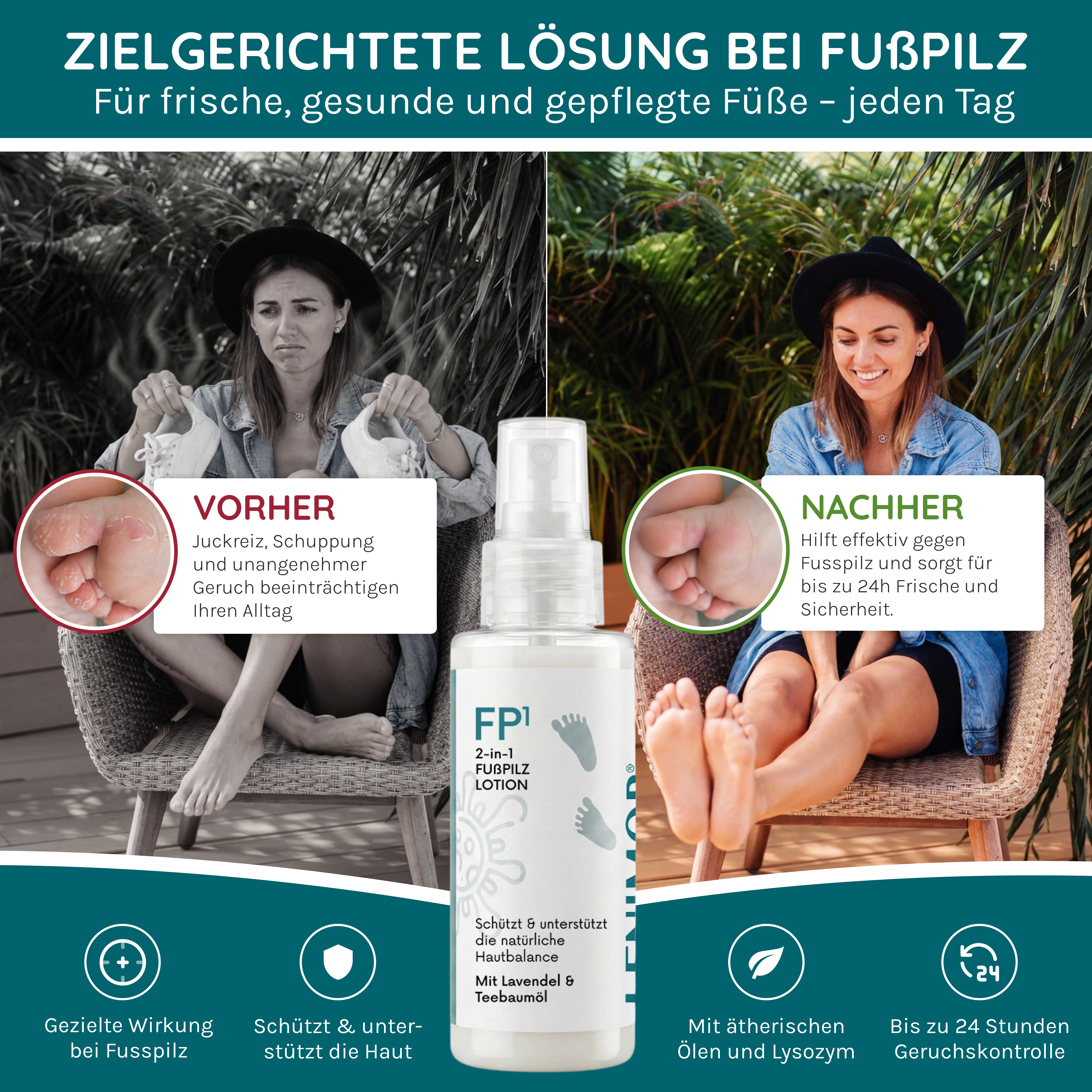 FUßPILZ Spray - Natürliche Formel mit Lavendel & Teebaumöl - 75ml