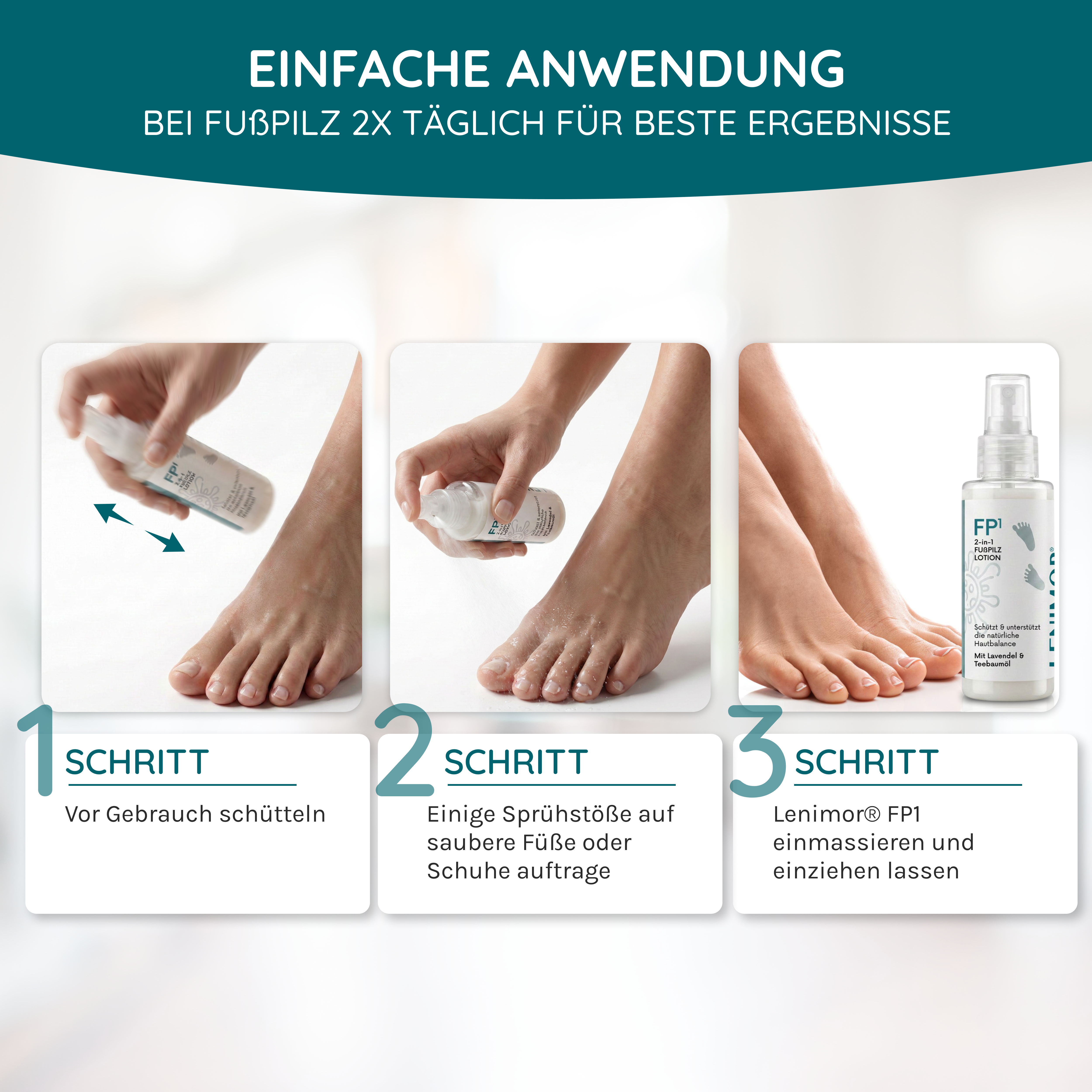 FUßPILZ Spray - Natürliche Formel mit Lavendel & Teebaumöl - 75ml